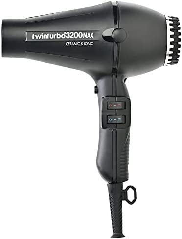 Secador de pelo profesional Twin Turbo 3200 de cerámica e iones, color negro
