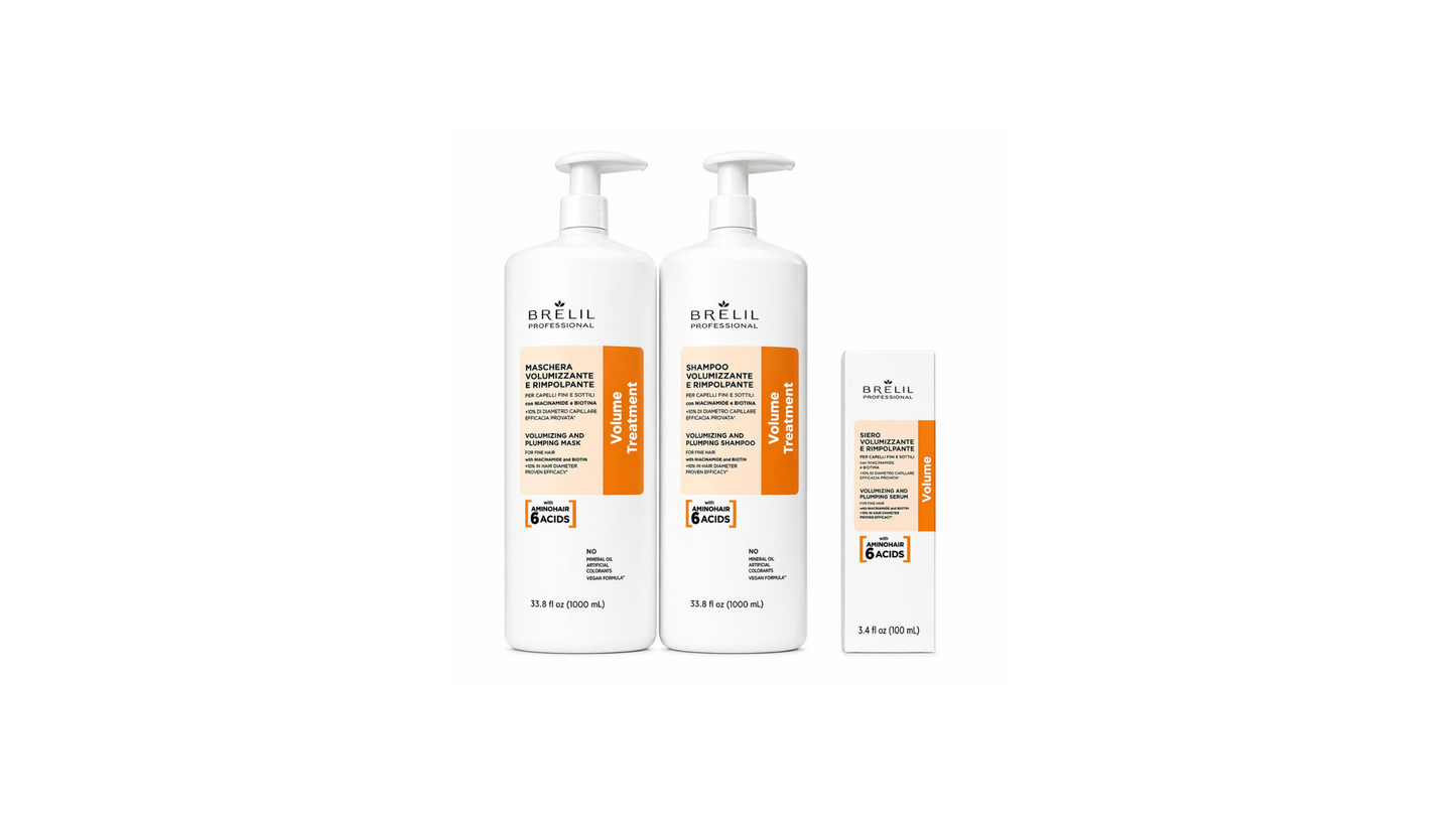 Brelil Volumizing Hair Care Set | Shampoo, Mask & Serum for Fine Hair