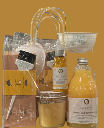 Kit de reestructuración profunda Maxy Look Egg Line de 4 piezas con lazo, cepillo y bolsa adicionales