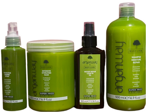Maxy Look Set Arganway Sh 500ml,Mask 500ml, Prot Shining Spray and Inst Repair oil Leave-In !
