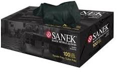 Sanek Black Nitrile Gloves Powder Free/Latex after 100 Gloves Per Box (Medium)