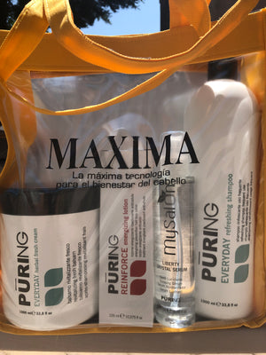 Maxima purine Set 1-Sh Everyday 1000ml 1-Mask Everyday 1000ml 1-Reinforce Hair Loss Lotion 125ml 1-Liberty Crystal Serum 100ml ( 1- Free Tote Bag )