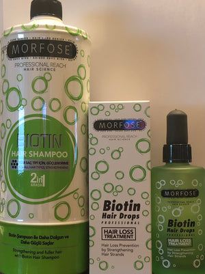 Morfose Duo Biotin Shampoo 1000ml And Hair Drops Treatment 100ml
