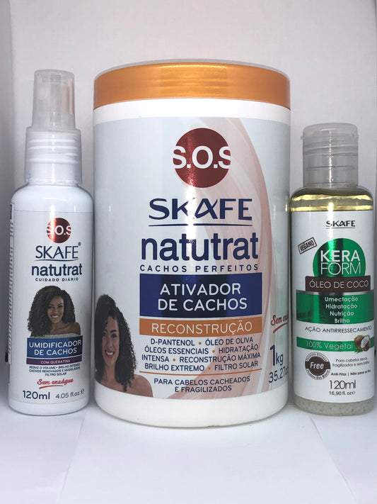SKAFE Set 1-Activador de Cachos 35.27 Oz 1-Umificador de Cachos 120 ml 1-Oleo De Coco 120 Ml